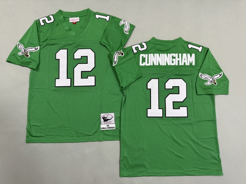 Men 2025 Philadelphia Eagles #12 Cunningham green Throwback Limited NFL Jersey style 002